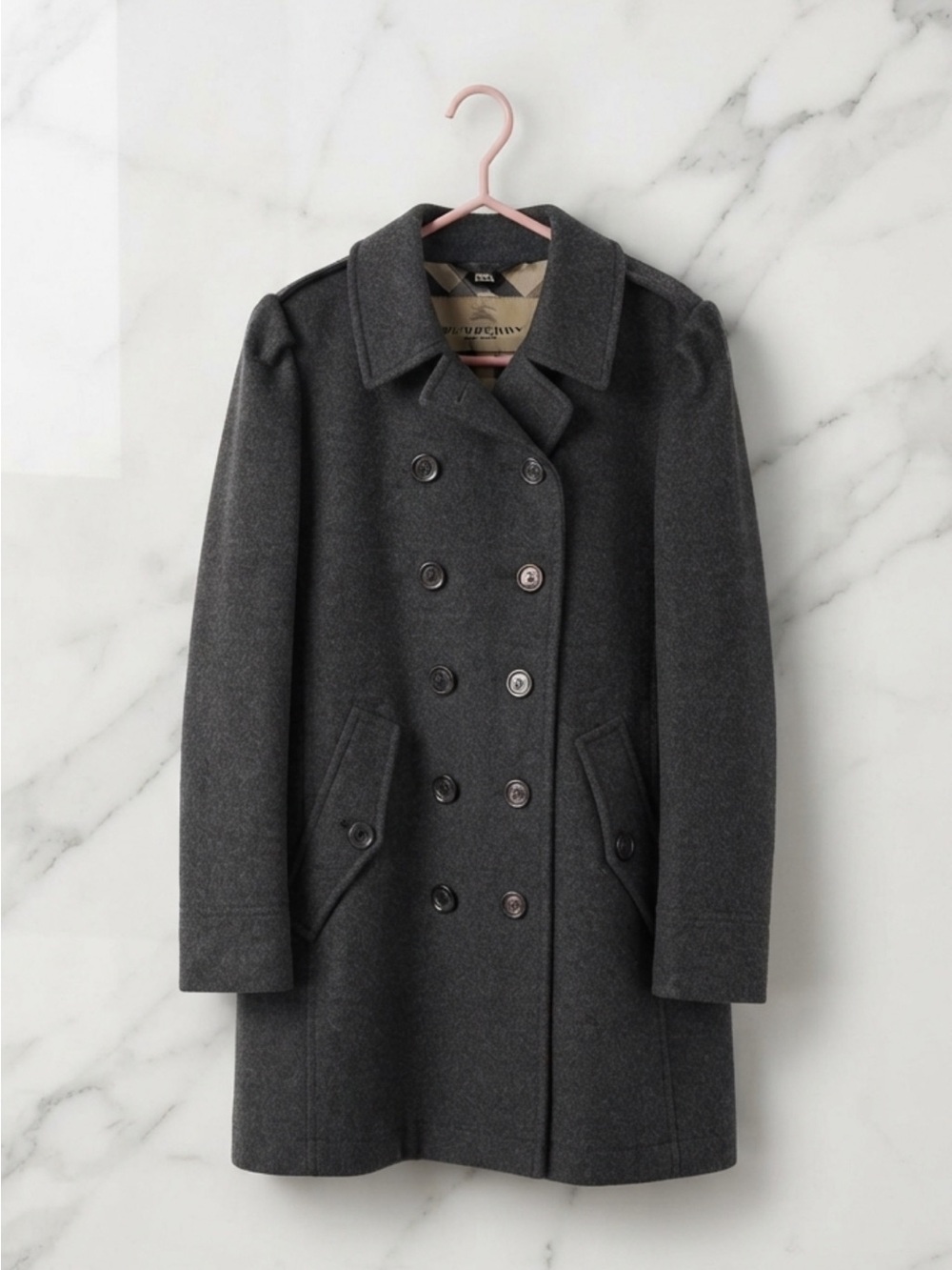 B U R B E R R Y Charcoal Gray Double-Breasted 🗽